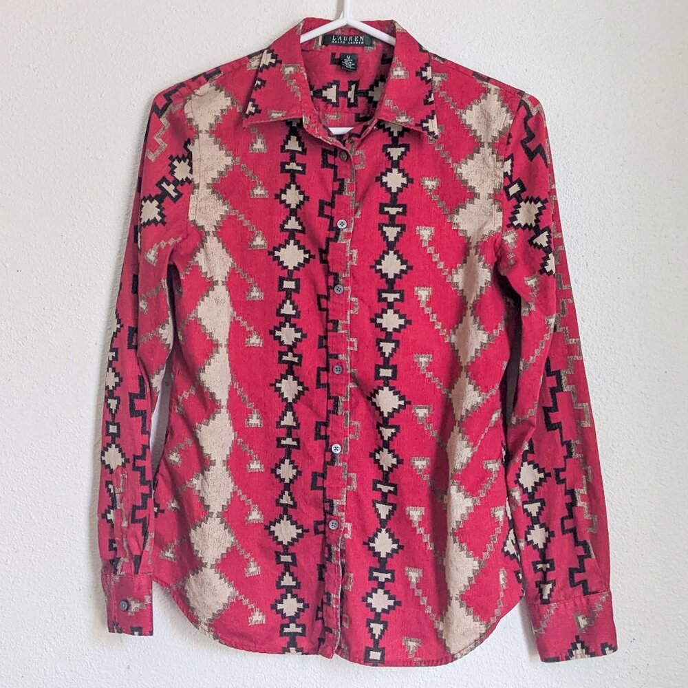 Lauren Ralph Lauren Aztec Southwestern Blouse Cotton M
